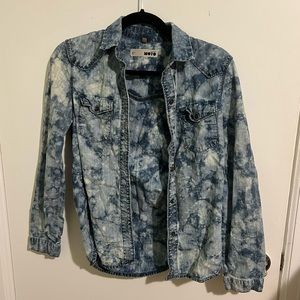 Topshop Moto Acid Wash Denim Top